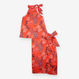 Co-ord Set Orange Floral Leopard Top Wrap Skirt