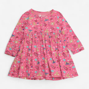 Dress pink woodland critters