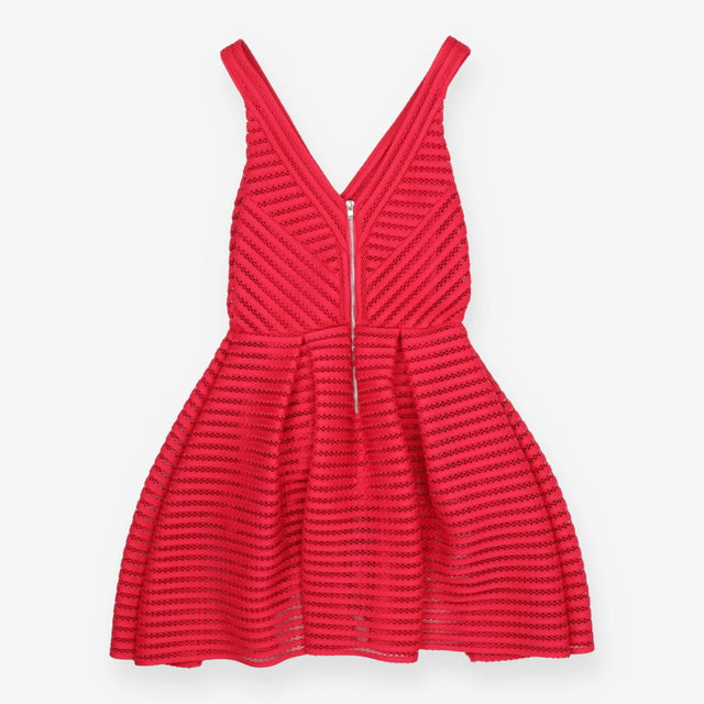 Cerise Pink Fit & Flare V‑Neck Dress