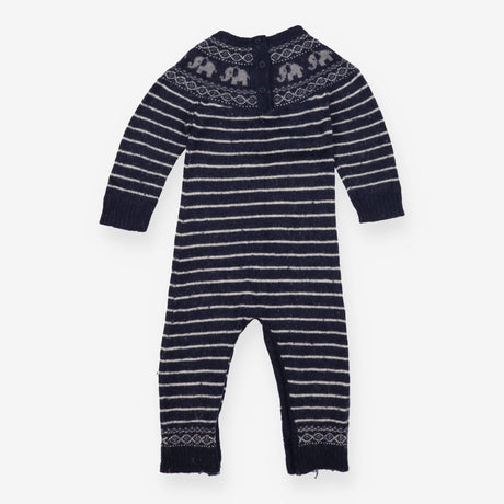 Romper Knit Navy with Elephants
