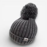 Grey knit bobble hat