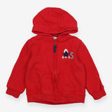 Red Zip Hoodie Number 5 Applique 