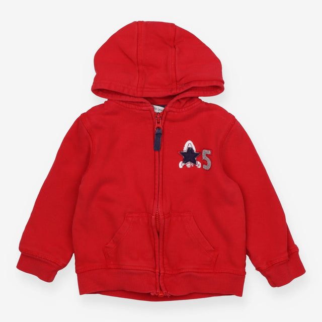 Red Zip Hoodie Number 5 Applique 