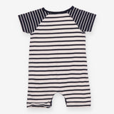 Romper Navy Stripe with Sailing Boat Pocket Appliq