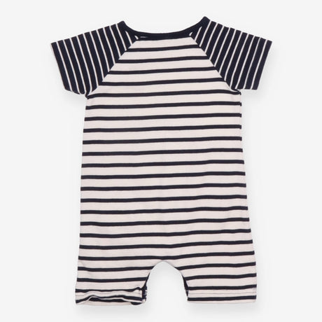 Romper Navy Stripe with Sailing Boat Pocket Appliq