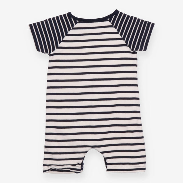 Romper Navy Stripe with Sailing Boat Pocket Appliq
