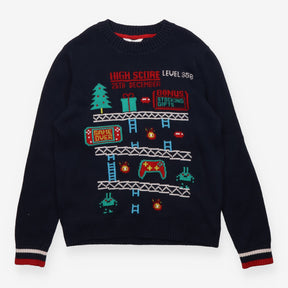 Sweater Knit Navy High Score Christmas
