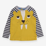 Tee Yellow with Grey Striped Sleeve 