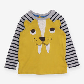 Tee Yellow with Grey Striped Sleeve 
