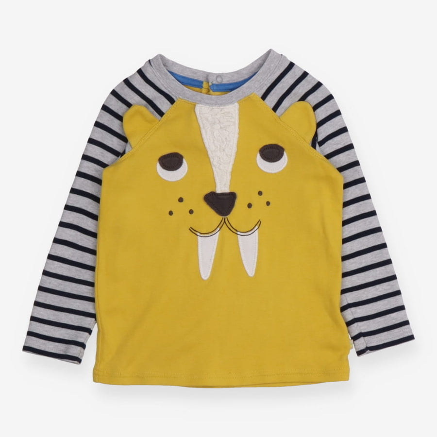 Tee Yellow with Grey Striped Sleeve 