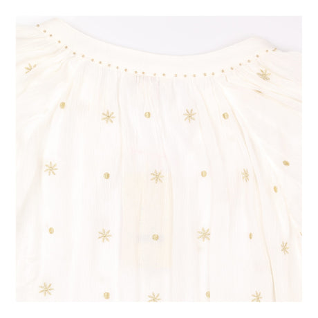 Blouse Ivory Metallic Gold Star Embroidered V-Neck