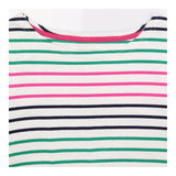 White Pink Green Navy Striped Long Sleeve Breton T