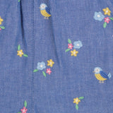 Chambray dungarees with birds and flowers