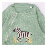 Sleepsuit Green Zip up Zebra Applique
