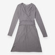 Dress Grey Viscose Jersey Long Sleeve Ruched Waist