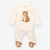 Sleepsuit cream bear paw prints
