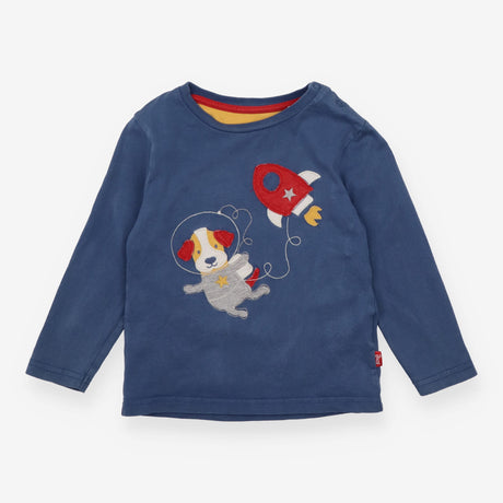 T-shirt long sleeves navy dog in space