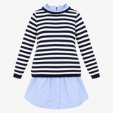 Top Navy White Stripe Layered Maternity Jumper
