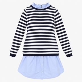Top Navy White Stripe Layered Maternity Jumper