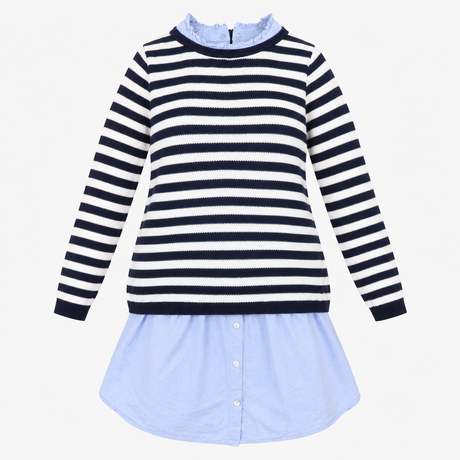 Top Navy White Stripe Layered Maternity Jumper