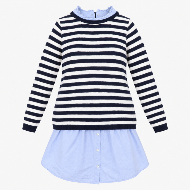 Top Navy White Stripe Layered Maternity Jumper