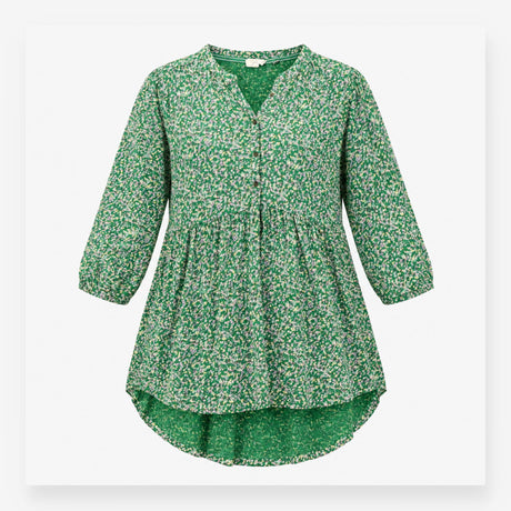 Dress Green Ditsy Floral Button Detail Midi