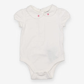 Bodysuit pink flower collar