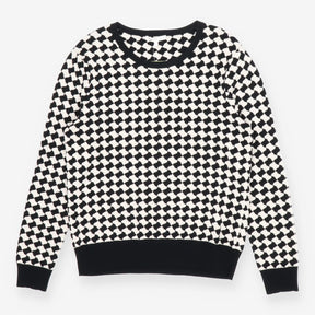 Paule Ka Black & White Geometric Knit Sweater Luxu