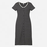 Black White Striped 100% Cotton Scoop Neck Shell B
