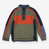 Navy Wash and Orange and Green Half Zip Sweater