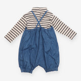 Strappy Dungarees with Striped Long Sleeve