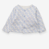 Reversible cardigan white with blue elephants 