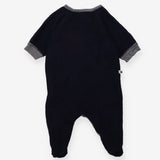 Footed romper Navy Toweling Blue Stripe Cuffs