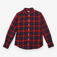 Cotton Flannel Shirt Red Navy Check Long Sleeve