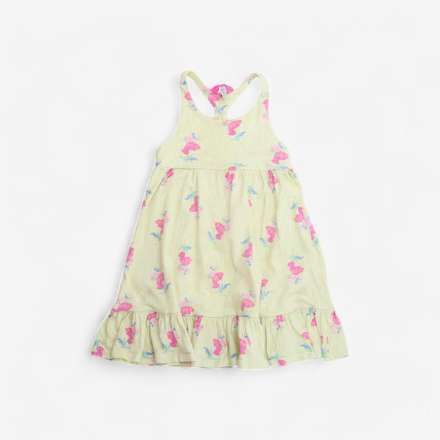 Yellow Striped Floral Dress