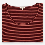Striped Scoop Neck Cotton Stretch Top Plum Pink