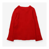 Red knit long sleeve t-shirt ribbed with hearts