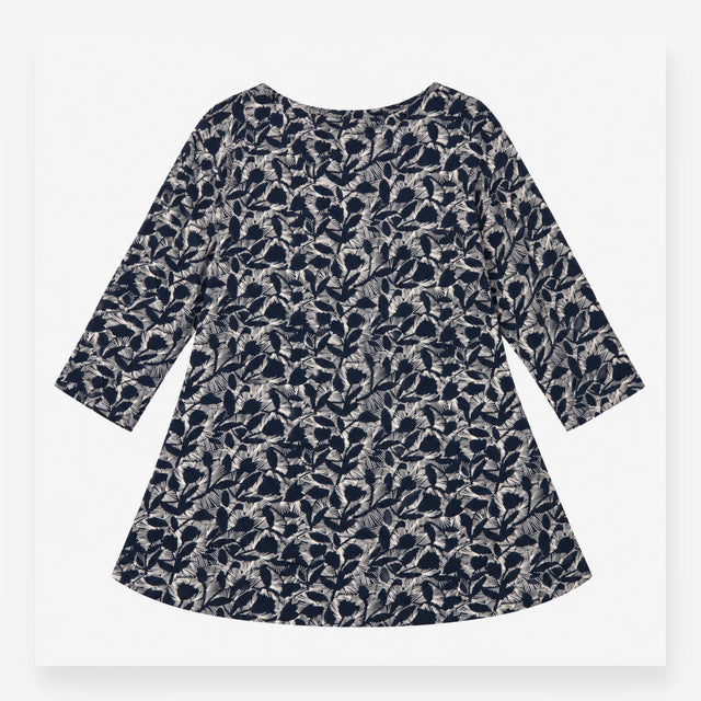 Tunic Top Navy Leaf Print Cotton Modal