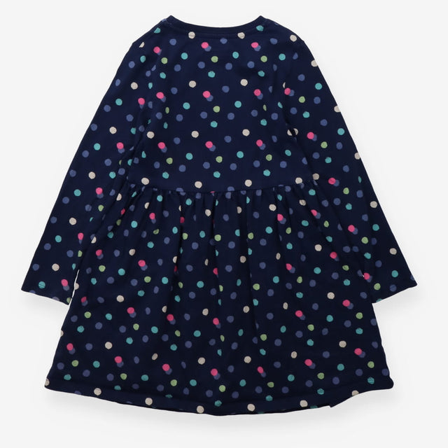 Dress Long Sleeved Navy Multicoloured Spots