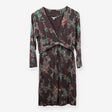 Floral Tie Waist Dress Grey Multicolour Long Sleev