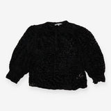 Blouse Black Velvet Devore Animal Print Long Sleev