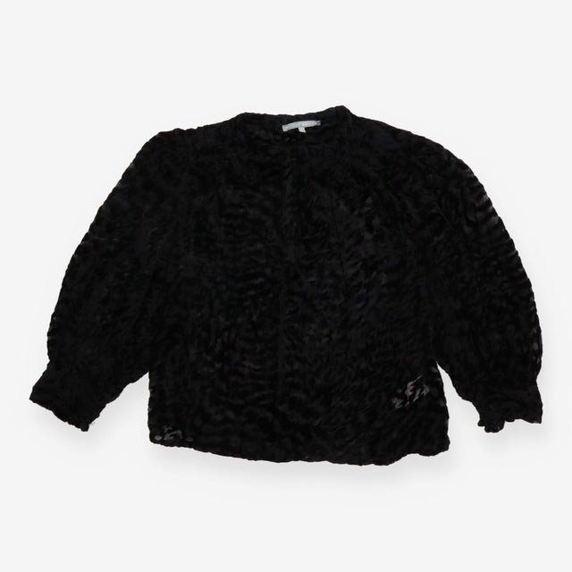 Blouse Black Velvet Devore Animal Print Long Sleev