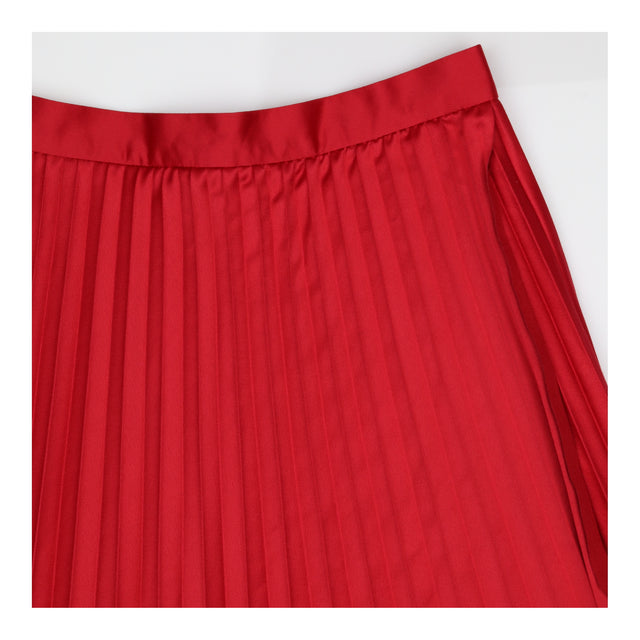 Pleated Midi Skirt Pink Asymmetric Wrap Overlay