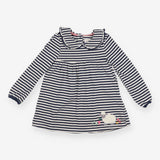 Dress LS jersey navy white stripe sheep