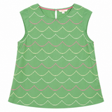 Green Sleeveless Embroidered Cotton Tunic Top