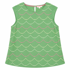 Green Sleeveless Embroidered Cotton Tunic Top