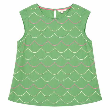 Green Sleeveless Embroidered Cotton Tunic Top