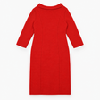 Dress Red Textured Long Sleeve Round Neck Midi