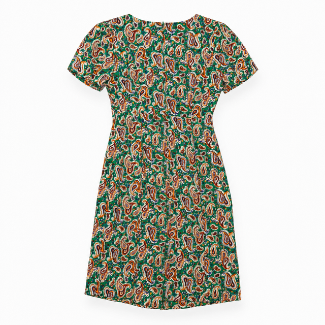 Green Paisley Viscose Midi Dress