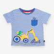 Tee Blue Strip Dinosaur in a Digger Applique